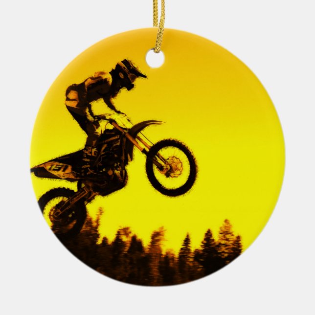 Sonnenuntergang - Motocross Rider Keramik Ornament (Vorne)