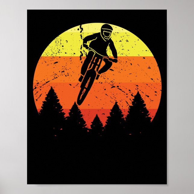 Sonnenuntergang Mountainbike Abfahrt Geländeradler Poster (Vorne)