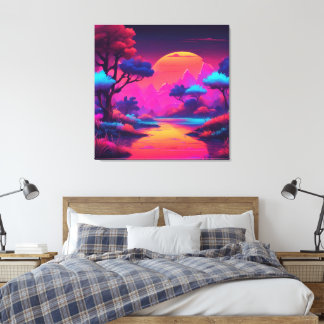 Sonnenuntergang Nachthimmel AI-Kunst Leinwanddruck