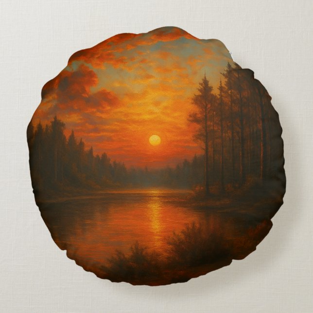 Sonnenuntergang - Naturlich Inspiriert Akzent Rundes Kissen (Rückseite)