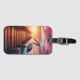 Sonnenuntergang Nautic/Küsten-/Strandpelikan Gepäckanhänger