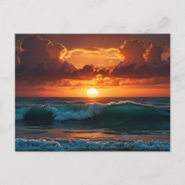 Sonnenuntergang Ocean Beach Waves atmen Postkarte