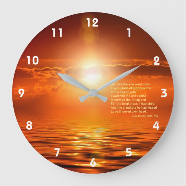 Sonnenuntergang Orange Golden Sky Sea of Gold Insp Große Wanduhr (Vorderseite)