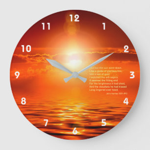 Sonnenuntergang Orange Goldener Himmel Meer aus Go Große Wanduhr
