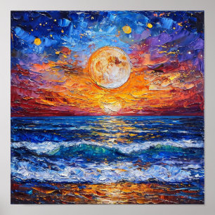 Sonnenuntergang Ozean Seelandschaft Poster