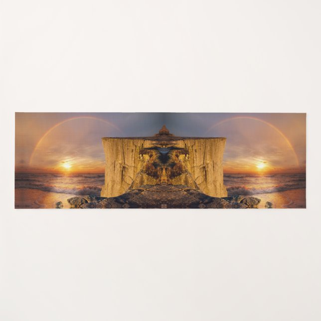 Sonnenuntergang-Ozeanklippe Yogamatte (Vorderseite (Horizontal))