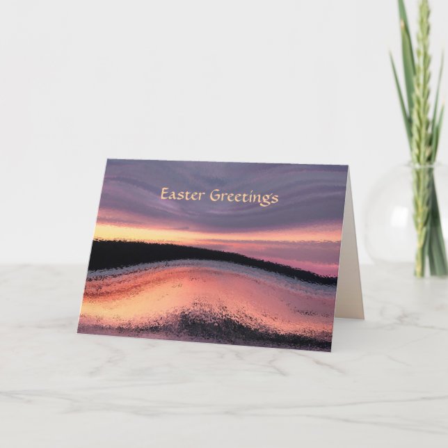 Sonnenuntergang Ozeanwelle Abstrakt Ostern Feiertagskarte (Vorderseite)