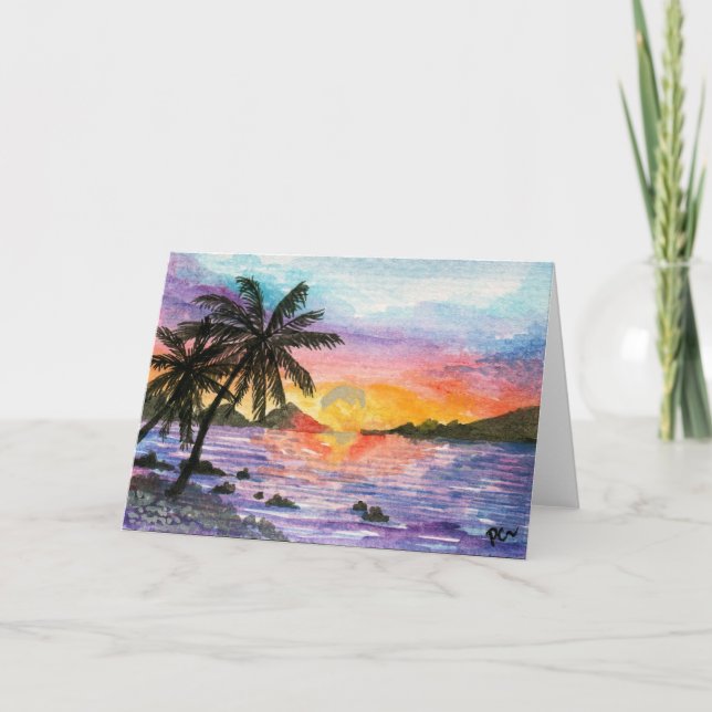 Sonnenuntergang-Palm Beach Karte (Vorderseite)