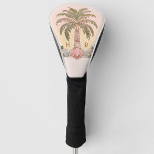 Sonnenuntergang Palm Tree Aquarellfarben Monogram  Golf Headcover