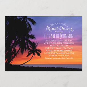 Sonnenuntergang Palm Tree Beach Themed Brautparty Einladung