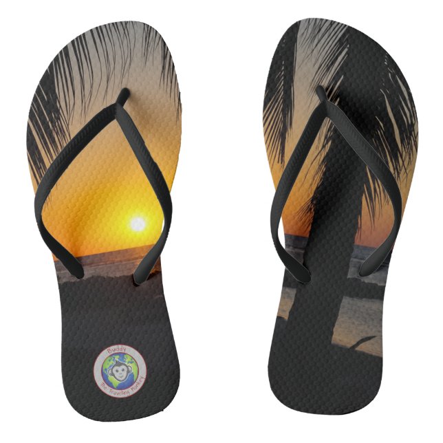 Sonnenuntergang-Palme drehen Reinfälle um Flip Flops (Fußbett)