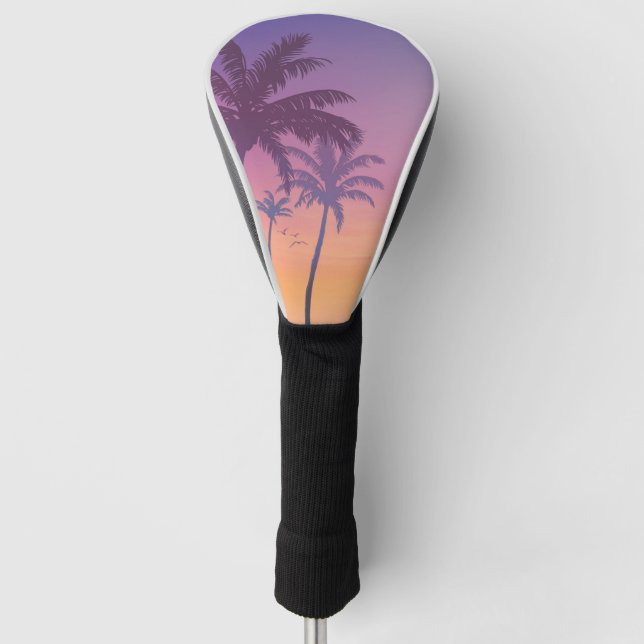 Sonnenuntergang Palmen Beach Sommer Golf Headcover (Vorderseite)