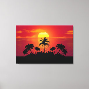 Sonnenuntergang Palmen Silhouette-16514 Leinwanddruck