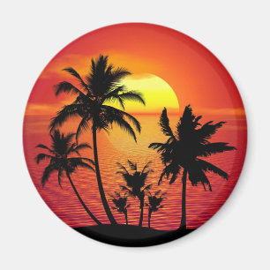 Sonnenuntergang Palmen Silhouette-16514 Magnet