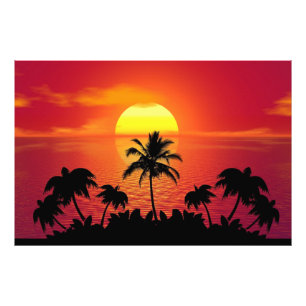 Sonnenuntergang Palmen Silhouette-16515 Fotodruck