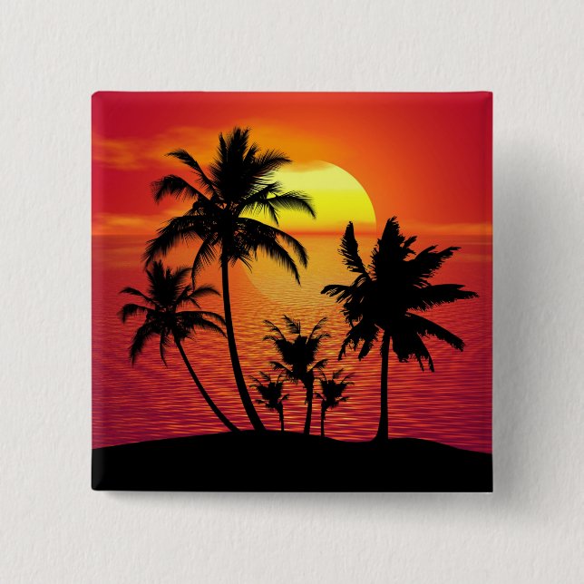 Sonnenuntergang Palmen Silhouette-65143 Button (Vorderseite)