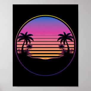 Sonnenuntergang Palmen Sommerferien Strand tropisc Poster