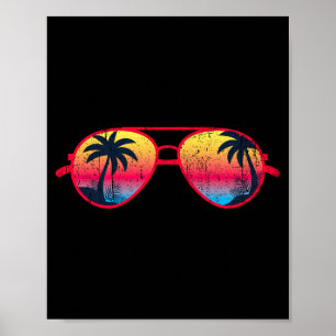 Sonnenuntergang Palmen Sonnenbrille Strand tropisc Poster