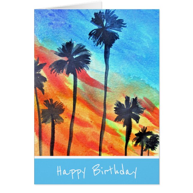 Sonnenuntergang Palmen Strand Surfart (Vorne)