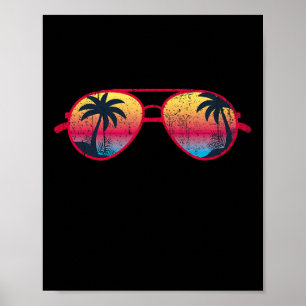 Sonnenuntergang Palmen Sungles Strand Tropischer S Poster
