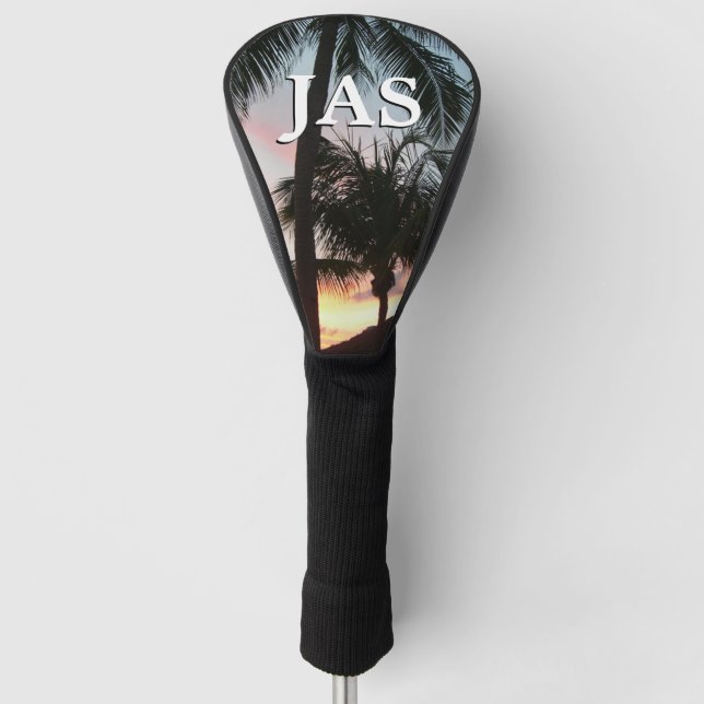 Sonnenuntergang Palmen tropische Landschaftsfotogr Golf Headcover (Vorderseite)