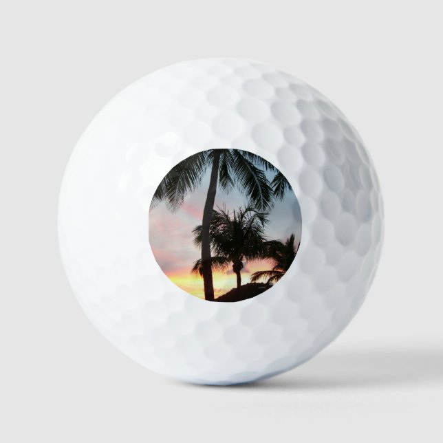 Sonnenuntergang Palmen tropische Landschaftsfotogr Golfball (Vorderseite)