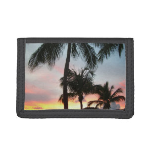 Sonnenuntergang Palmen tropische Landschaftsfotogr Tri-fold Geldbeutel