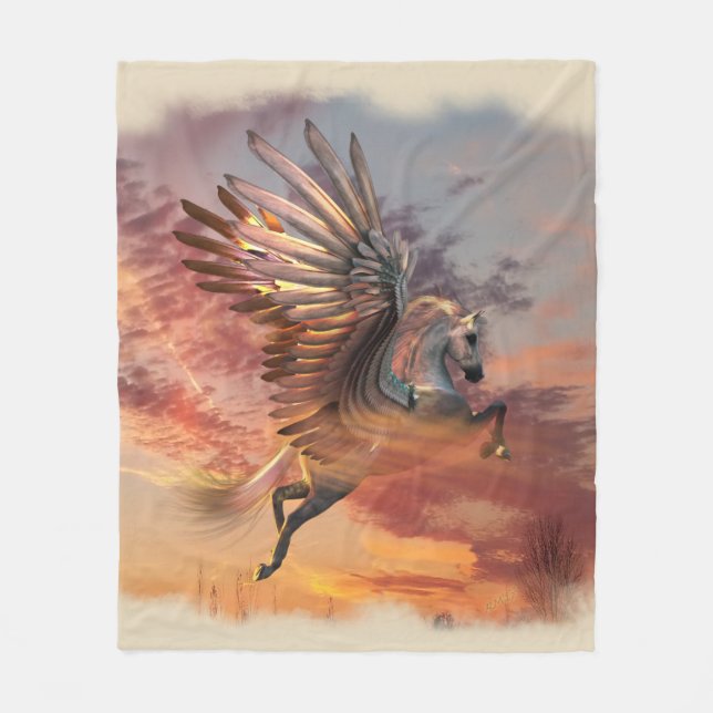 Sonnenuntergang-Pegasus-Fleece-Decke, MED, Fleecedecke (Vorderseite)