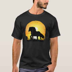 Sonnenuntergang Pferderasse Silhouette Kaltblut T-Shirt