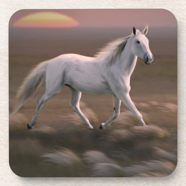Sonnenuntergang-PferdeUntersetzer-Set Untersetzer (Vorderseite)