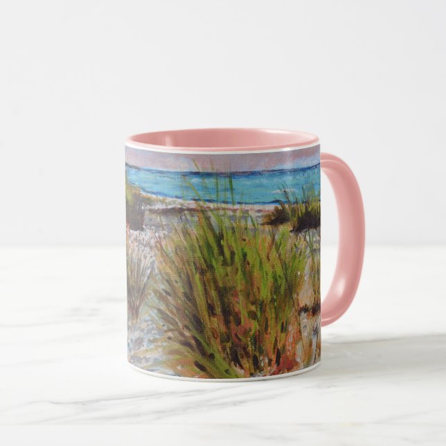 Sonnenuntergang Pink Florida Beach Art Tasse (VorderseiteRechts)