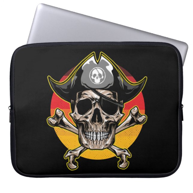 Sonnenuntergang Piratenflagge Skull Laptop-Sieb Laptopschutzhülle (Vorderseite)
