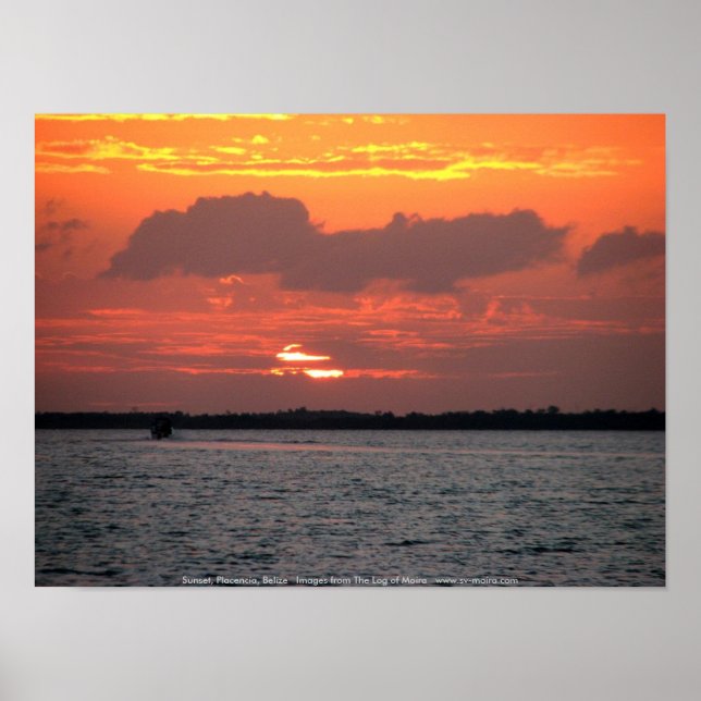 Sonnenuntergang, Placencia, Belize Poster (Vorne)
