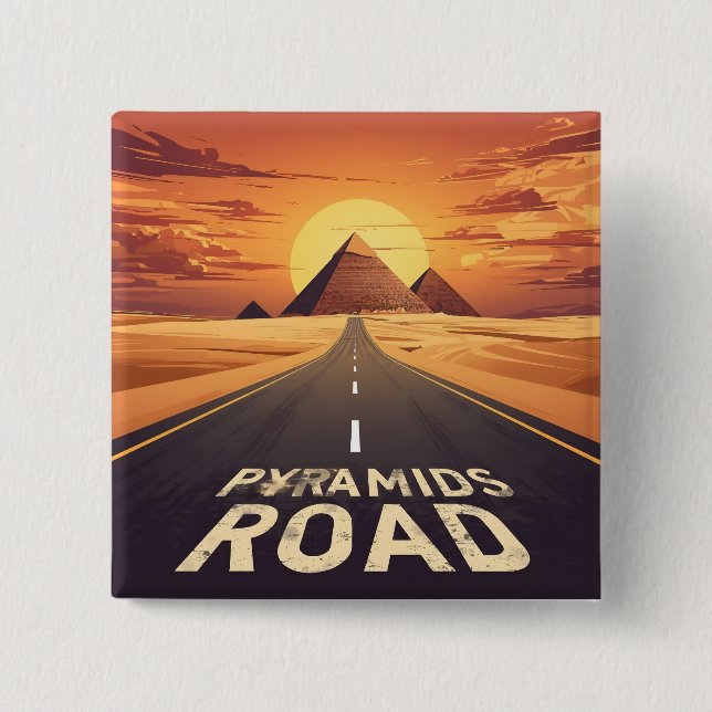 Sonnenuntergang Pyramiden Straße Ägypten Reise Kun Button (Vorderseite)