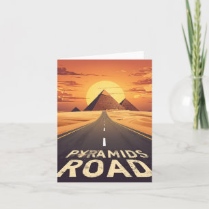 Sonnenuntergang Pyramiden Straße Ägypten Reise Kun Feiertagskarte