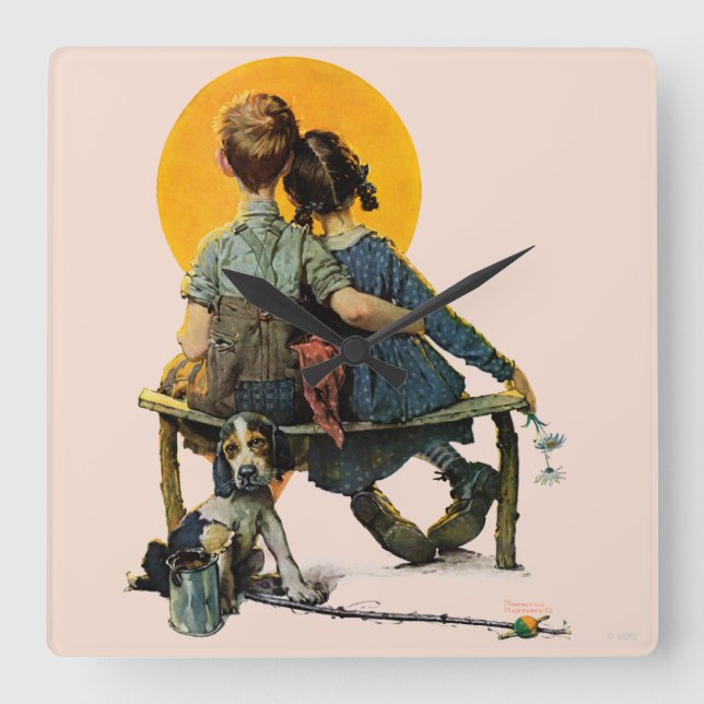 Sonnenuntergang Quadratische Wanduhr (Vorderseite)