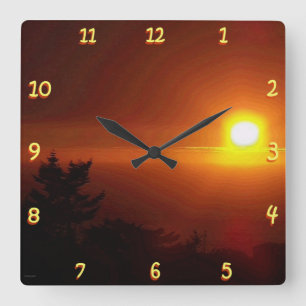 Sonnenuntergang Quadratische Wanduhr