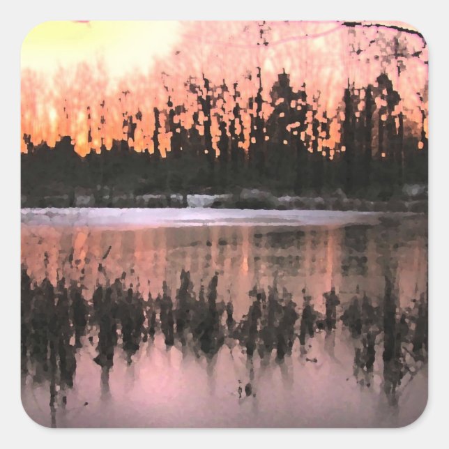 Sonnenuntergang Quadratischer Aufkleber (Vorderseite)