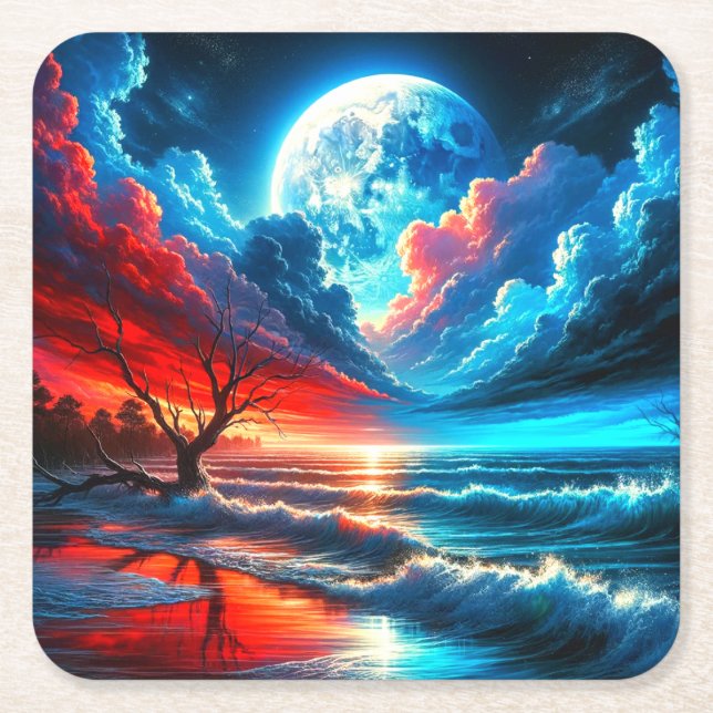 Sonnenuntergang Rechteckiger Pappuntersetzer (Vorderseite)