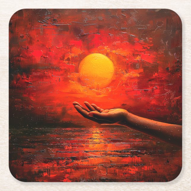 Sonnenuntergang Rechteckiger Pappuntersetzer (Vorderseite)