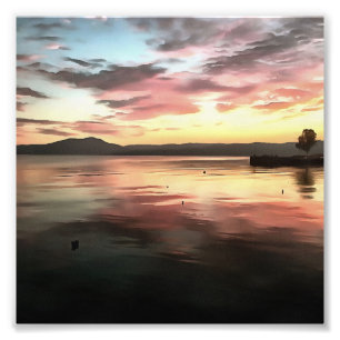 Sonnenuntergang reflektiert auf Wasser Koycegiz La Fotodruck