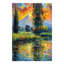 Sonnenuntergang Reflektion Lebhafte Landschaft Imp Fotodruck