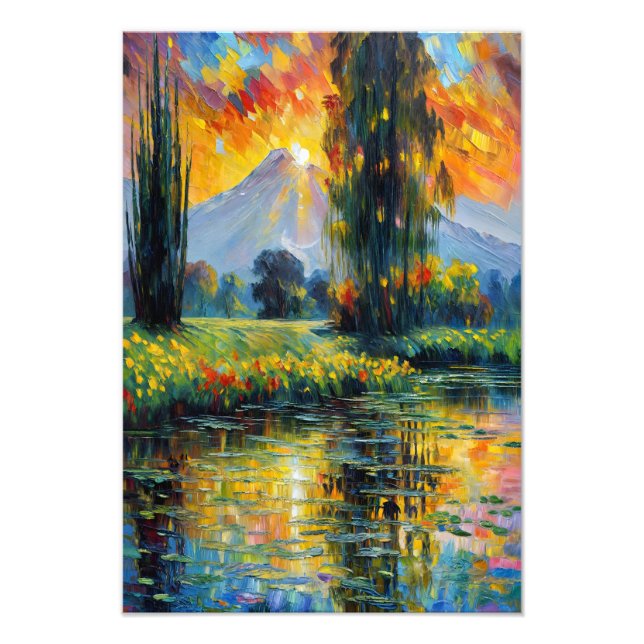 Sonnenuntergang Reflektion Lebhafte Landschaft Imp Fotodruck (Vorne)