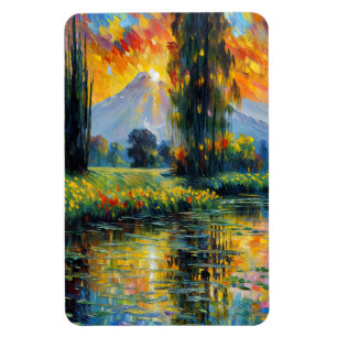 Sonnenuntergang Reflektion Lebhafte Landschaft Imp Magnet