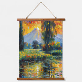 Sonnenuntergang Reflektion Lebhafte Landschaft Imp Wandteppich Mit Holzrahmen