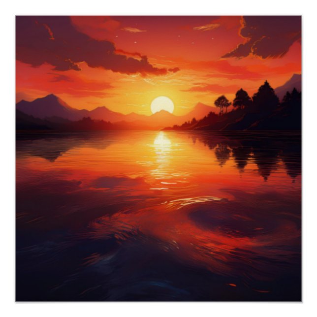 Sonnenuntergang Reflektion über ruhiges Wasser - w Poster (Vorderseite)