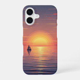 Sonnenuntergang Retro am Ozean iPhone 16 Hülle
