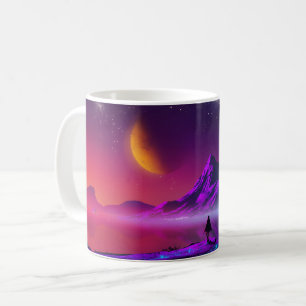 Sonnenuntergang retro scifi neon Synthwave Farben  Kaffeetasse