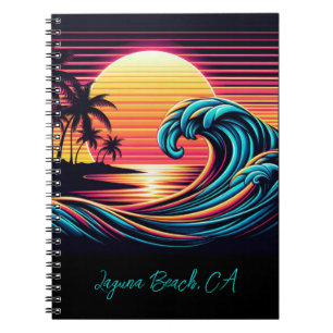 Sonnenuntergang Retro Surf Wave - Notebook Notizblock