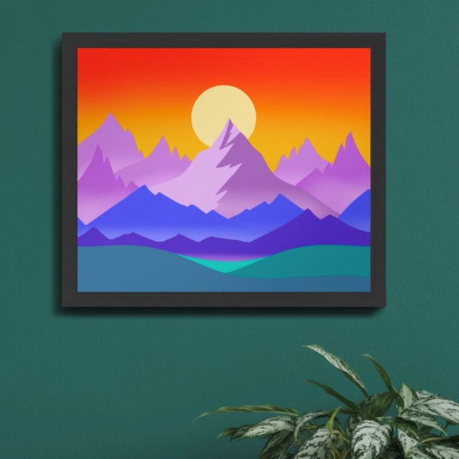 Sonnenuntergang Rocky Mountain Landschaft Illustra Poster (Von Creator hochgeladen)